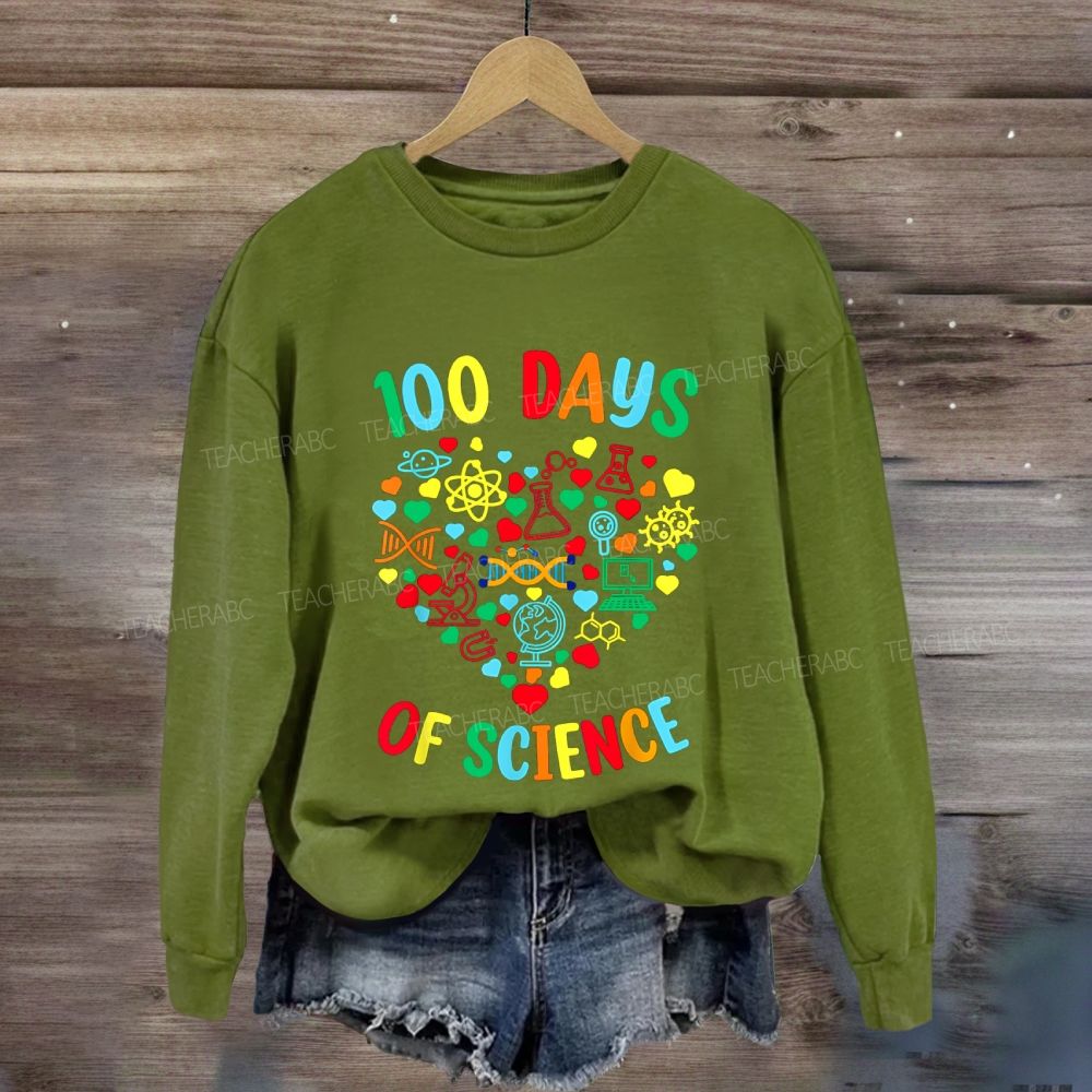 100 Days Of Science Colorful Heart Sweatshirt