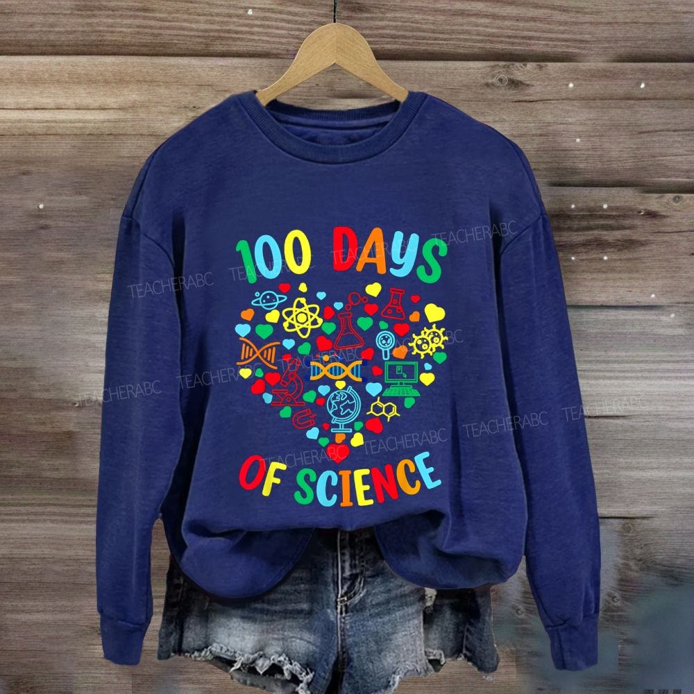 100 Days Of Science Colorful Heart Sweatshirt