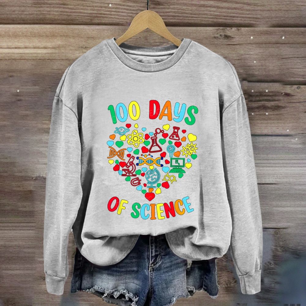 100 Days Of Science Colorful Heart Sweatshirt