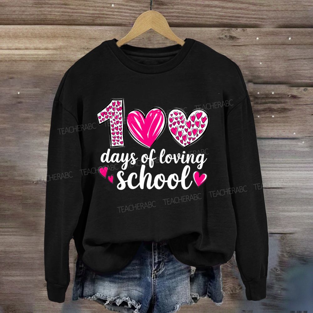 100 Days Of Loving School Pink Heart Sweatshirt