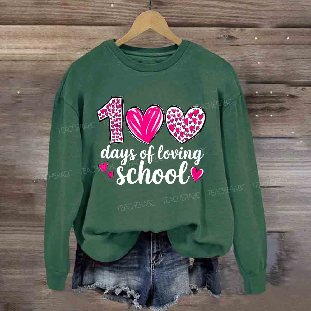 100 Days Of Loving School Pink Heart Sweatshirt