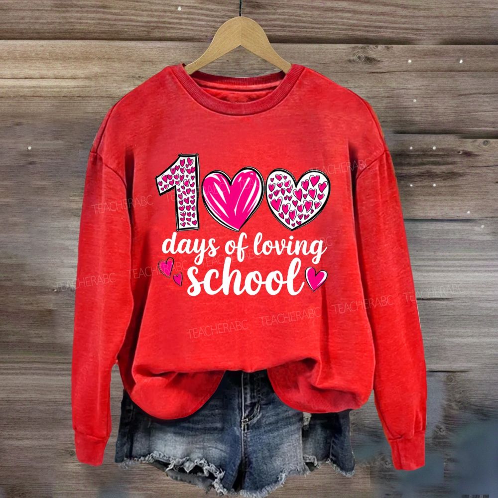 100 Days Of Loving School Pink Heart Sweatshirt