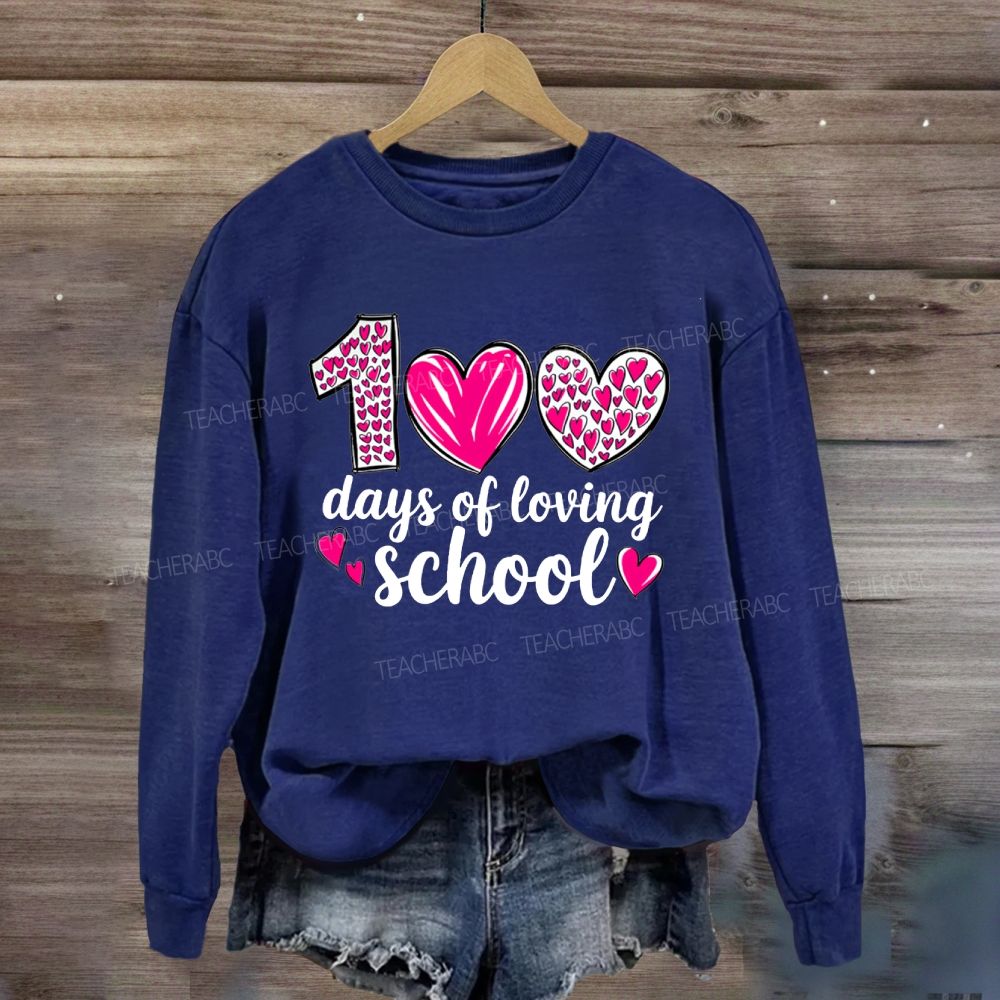 100 Days Of Loving School Pink Heart Sweatshirt