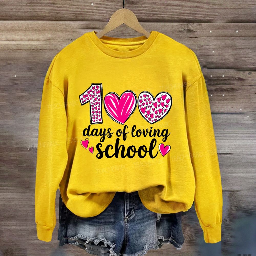 100 Days Of Loving School Pink Heart Sweatshirt