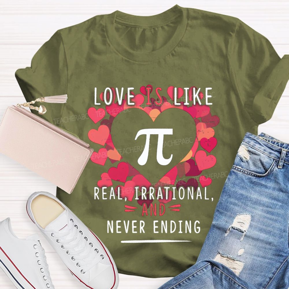 Love Is Like Pi Real Irrational Never Ending T-shirt
