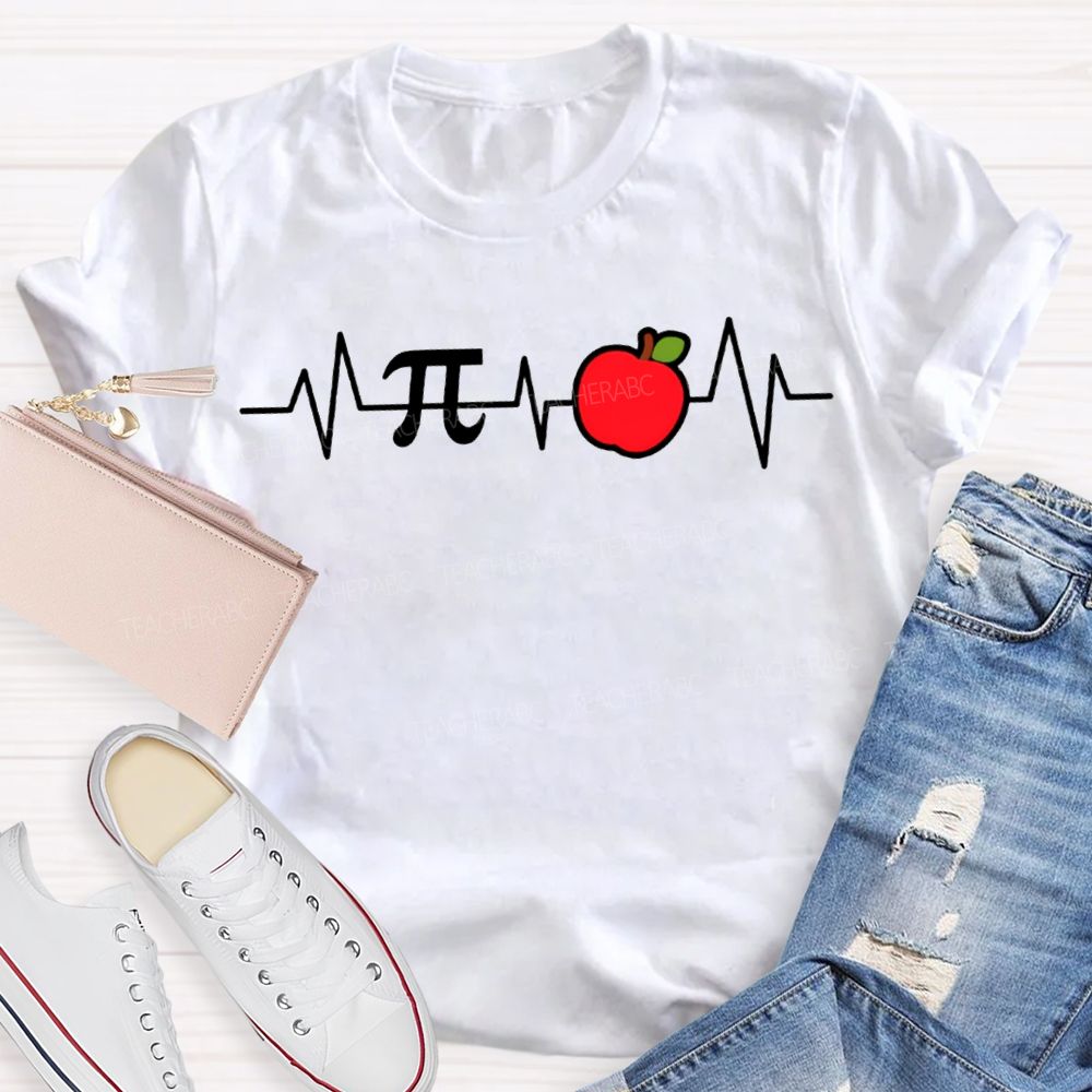 Pi And Apple Print Math Teacher T-shirt