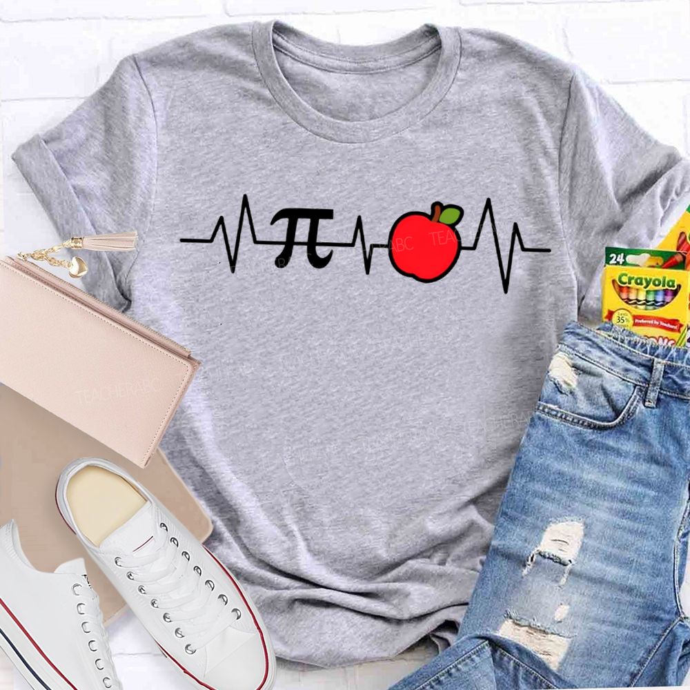 Pi And Apple Print Math Teacher T-shirt