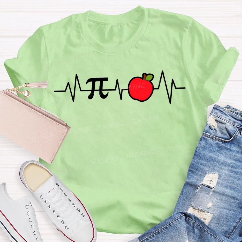 Pi And Apple Print Math Teacher T-shirt