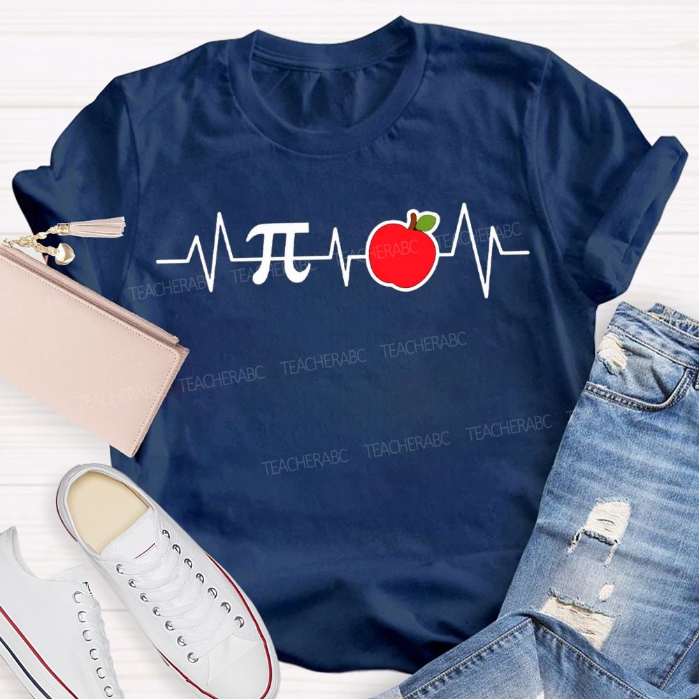 Pi And Apple Print Math Teacher T-shirt