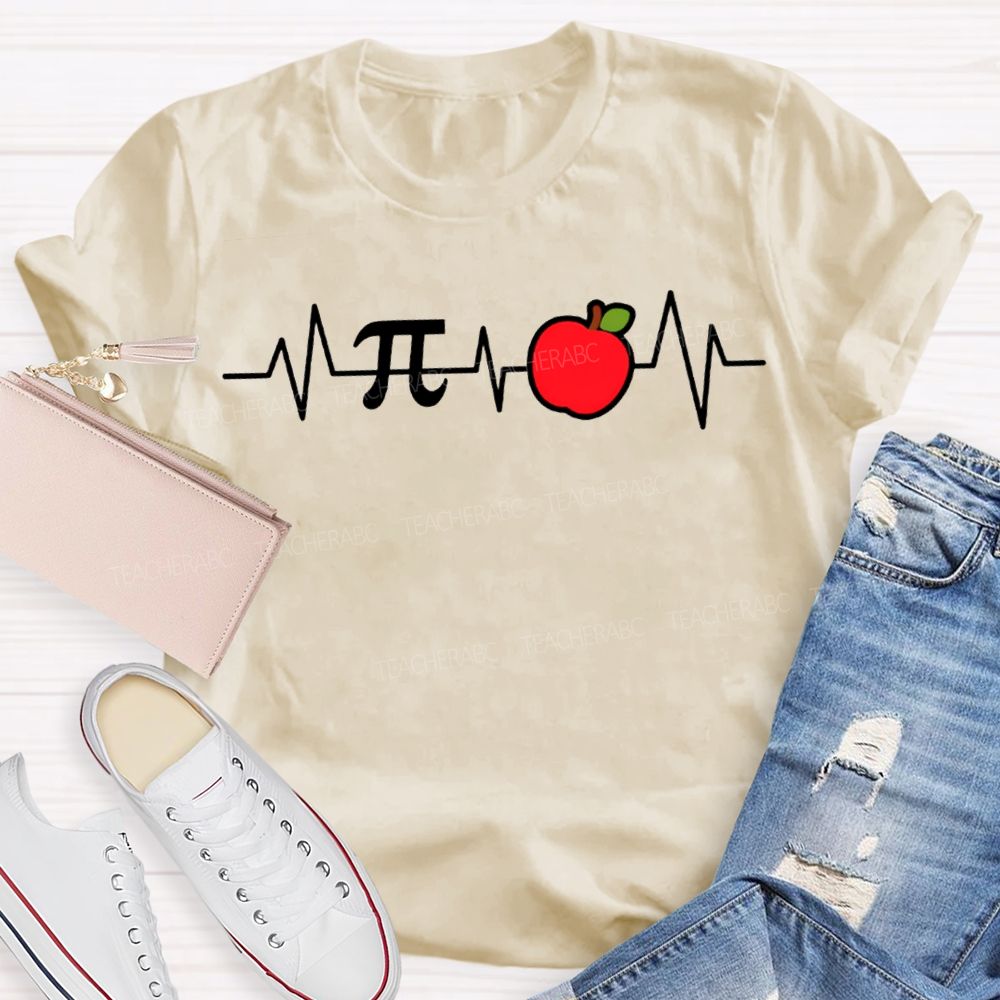 Pi And Apple Print Math Teacher T-shirt