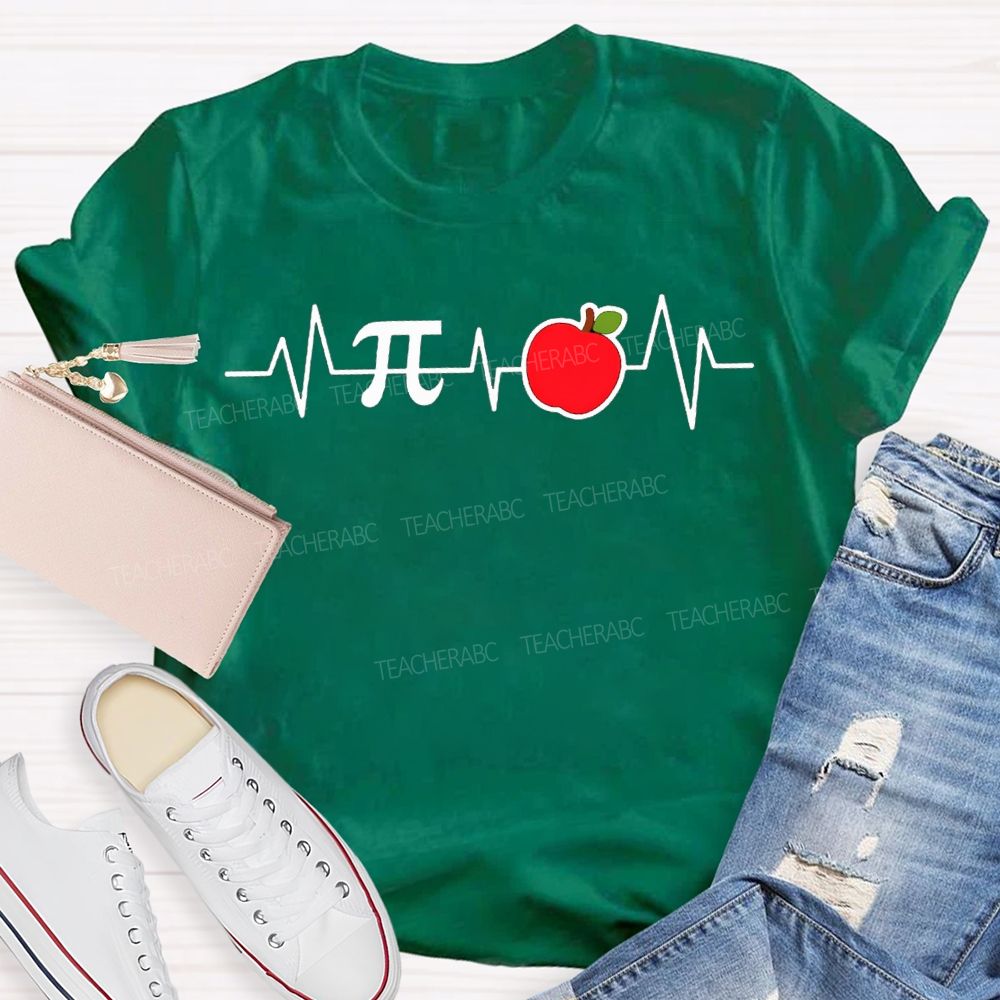 Pi And Apple Print Math Teacher T-shirt