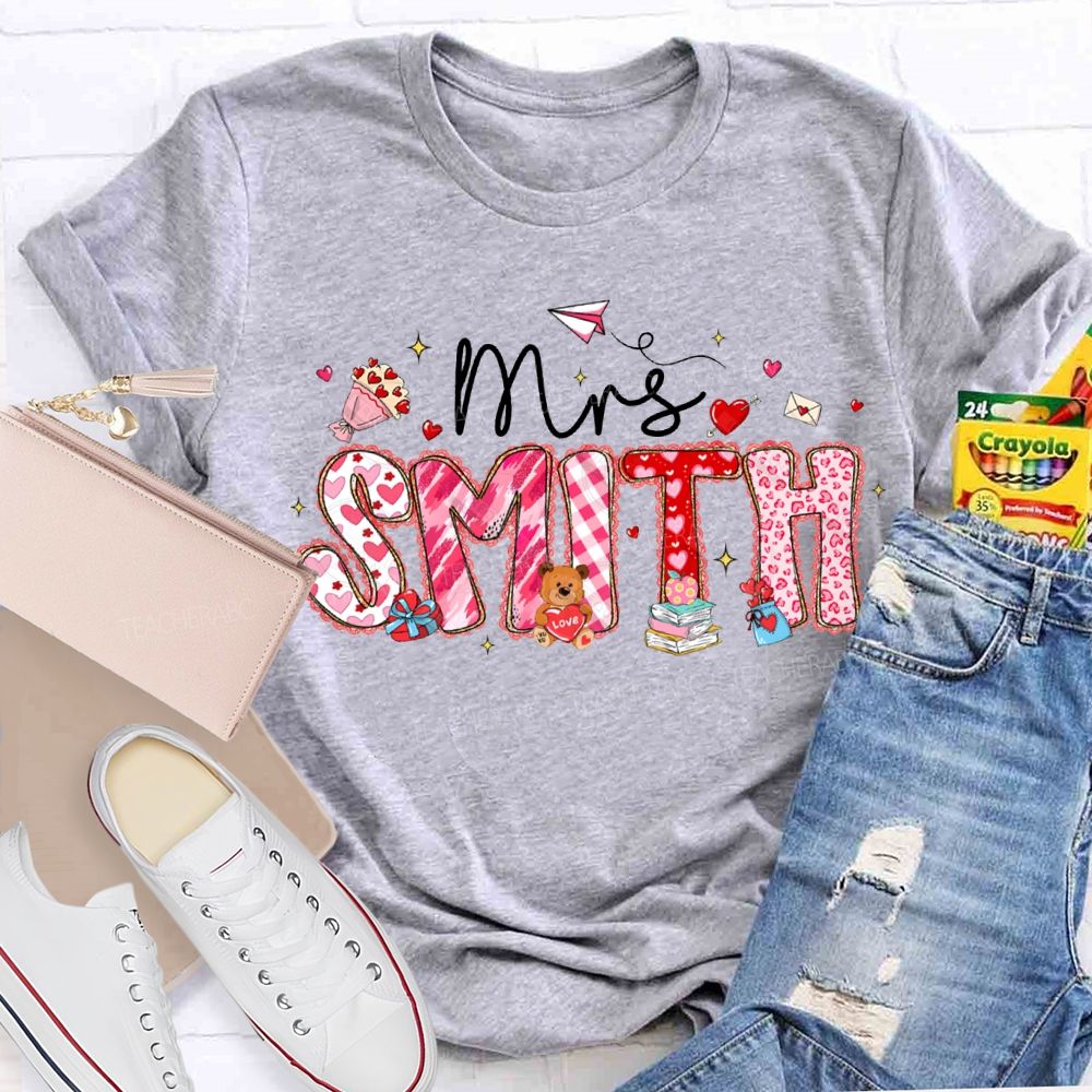 Personalized Name Valentine'S Day Teacher T-shirt