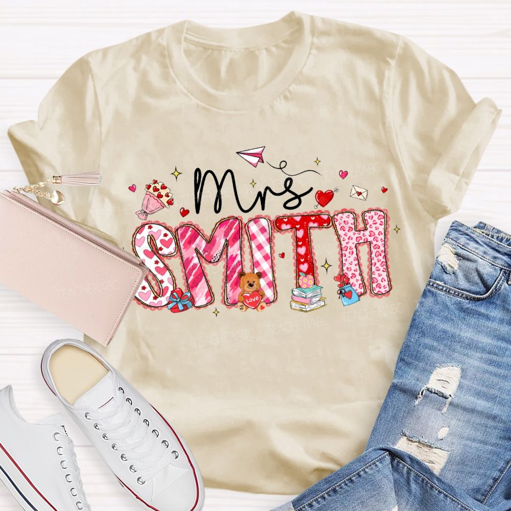 Personalized Name Valentine'S Day Teacher T-shirt