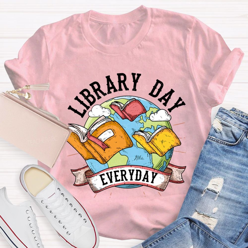 Library Day Everyday Books And The Earth T-shirt