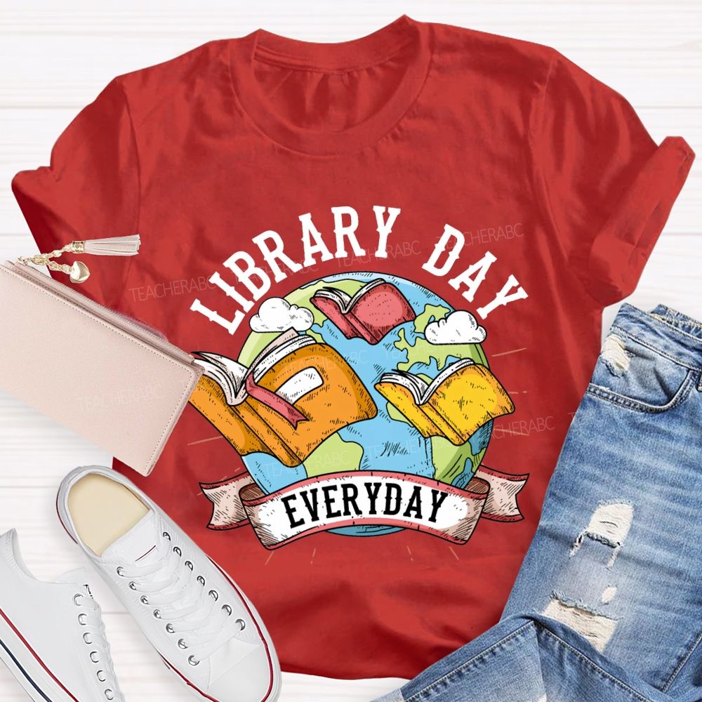 Library Day Everyday Books And The Earth T-shirt