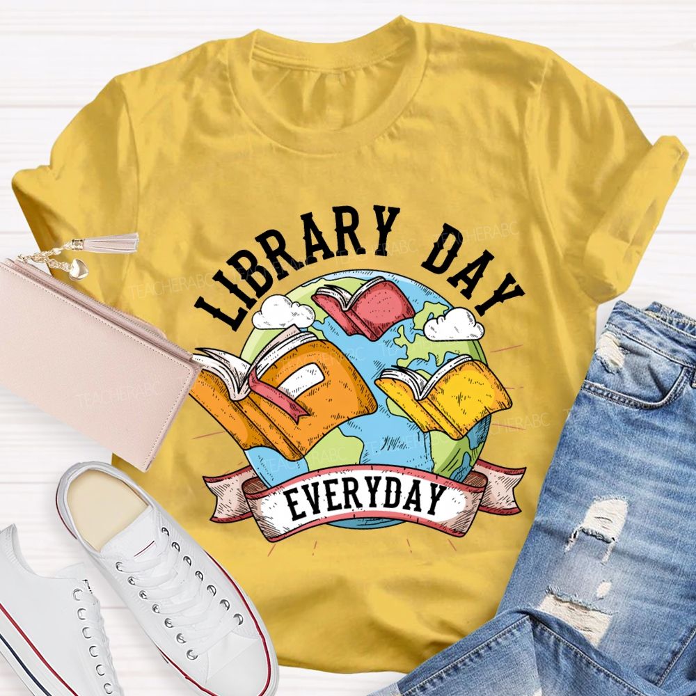 Library Day Everyday Books And The Earth T-shirt