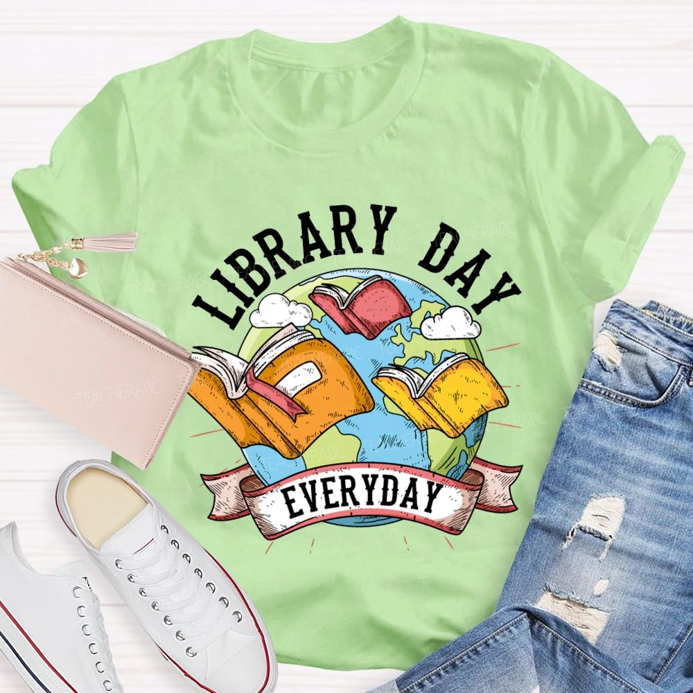 Library Day Everyday Books And The Earth T-shirt