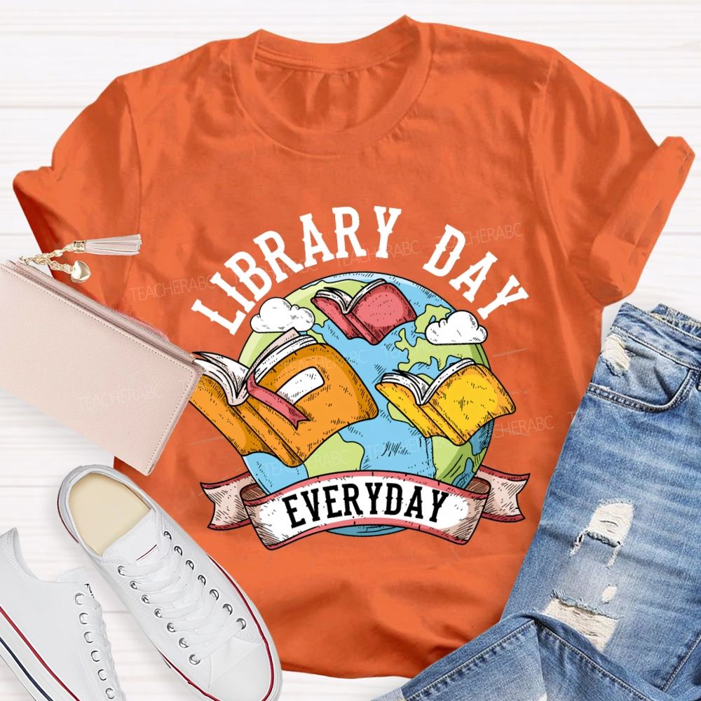 Library Day Everyday Books And The Earth T-shirt