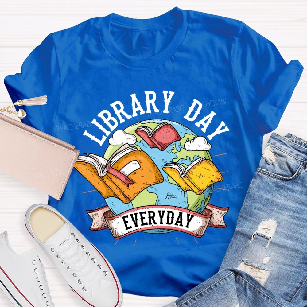 Library Day Everyday Books And The Earth T-shirt
