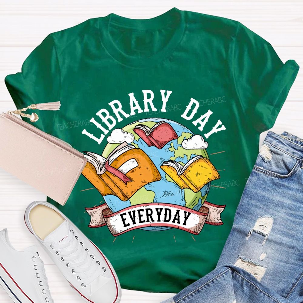 Library Day Everyday Books And The Earth T-shirt