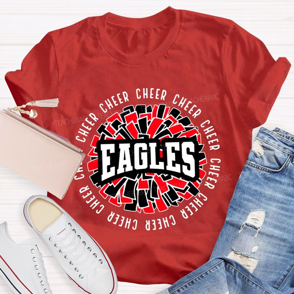 Personalized Mascot Cheer Eagles Colorful Fragment Print T-shirt