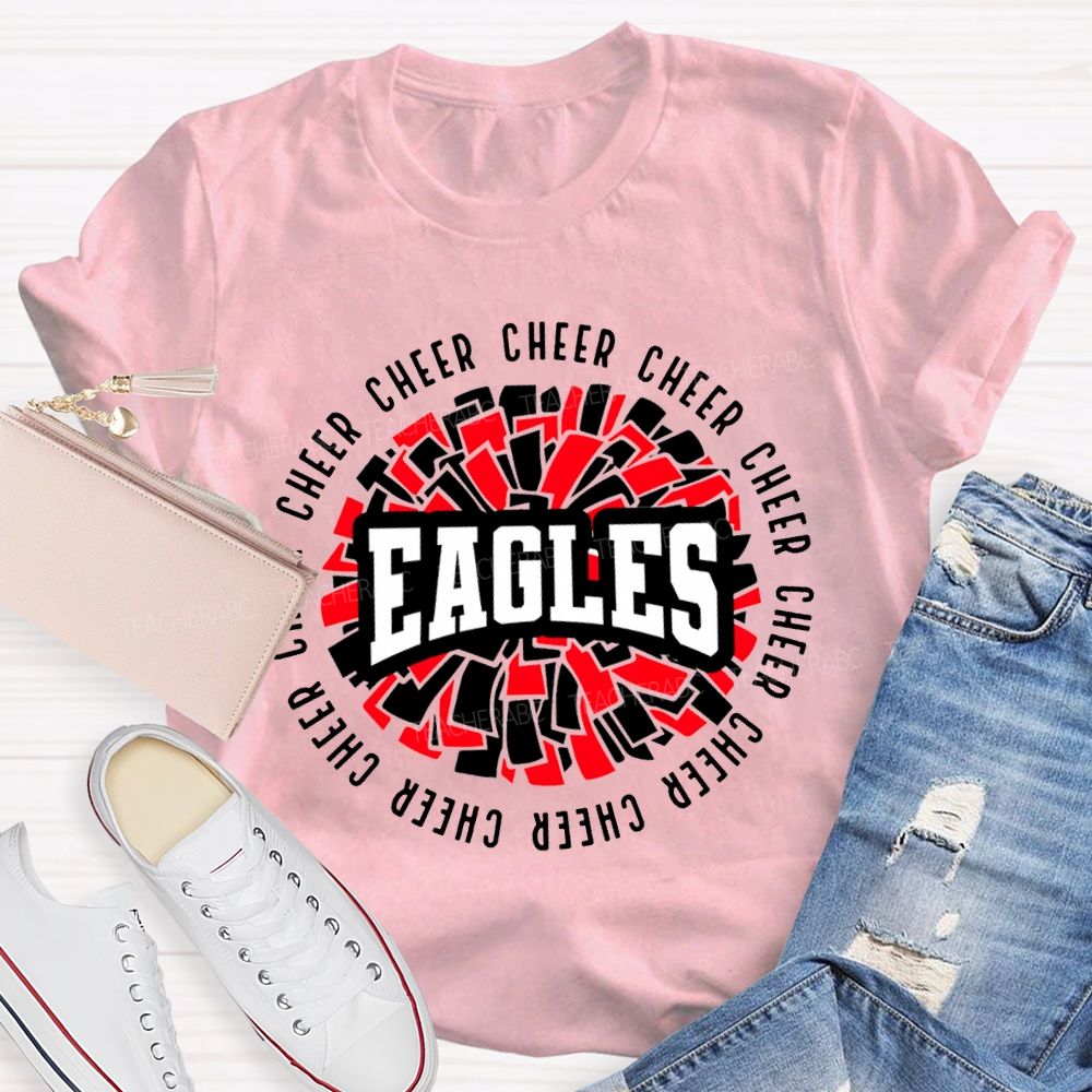 Personalized Mascot Cheer Eagles Colorful Fragment Print T-shirt