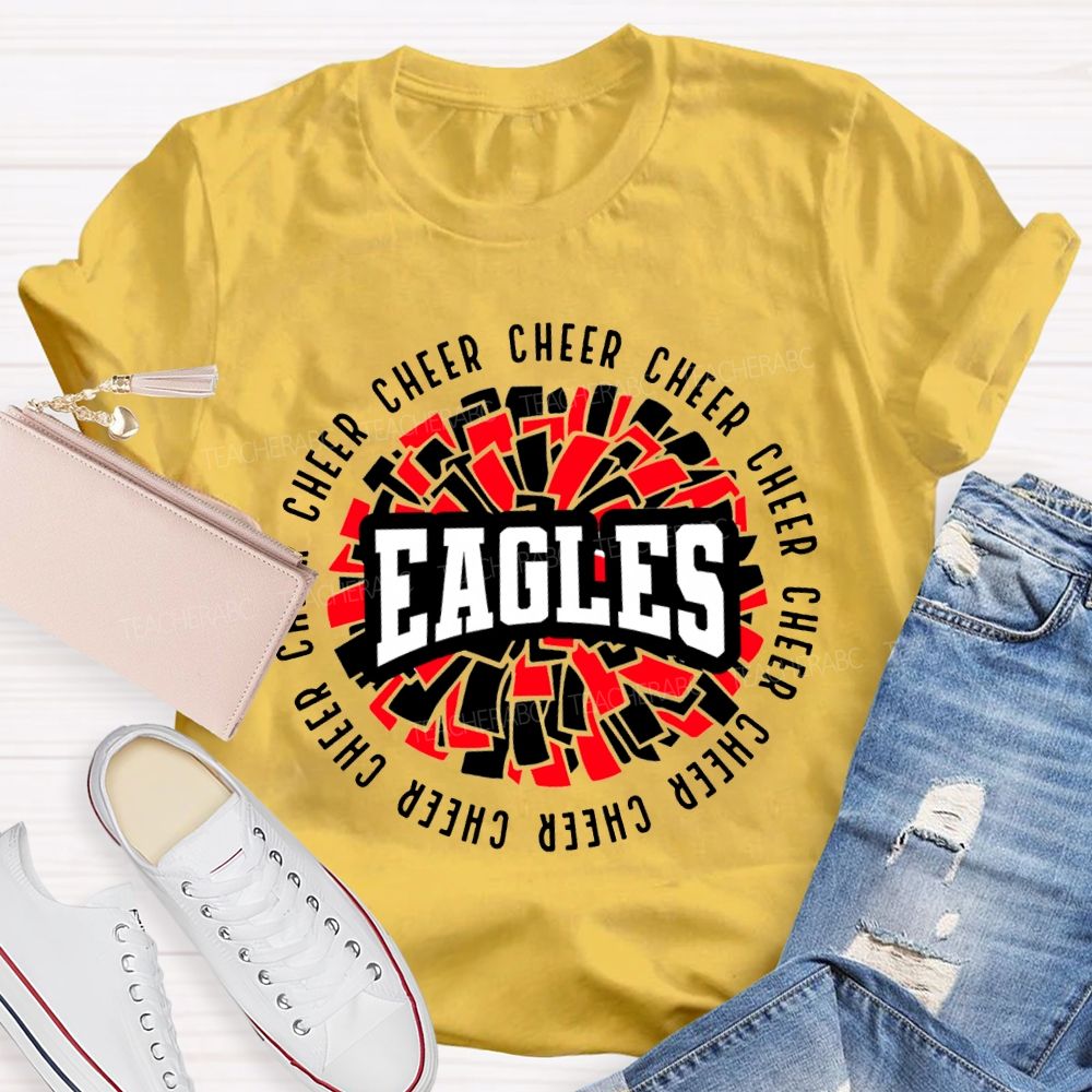 Personalized Mascot Cheer Eagles Colorful Fragment Print T-shirt