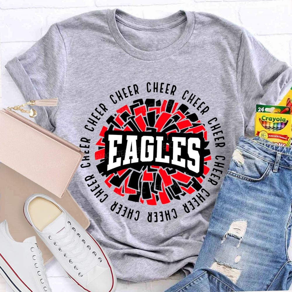 Personalized Mascot Cheer Eagles Colorful Fragment Print T-shirt