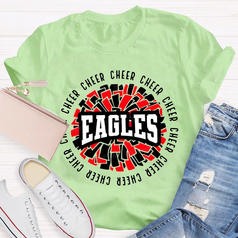 Personalized Mascot Cheer Eagles Colorful Fragment Print T-shirt
