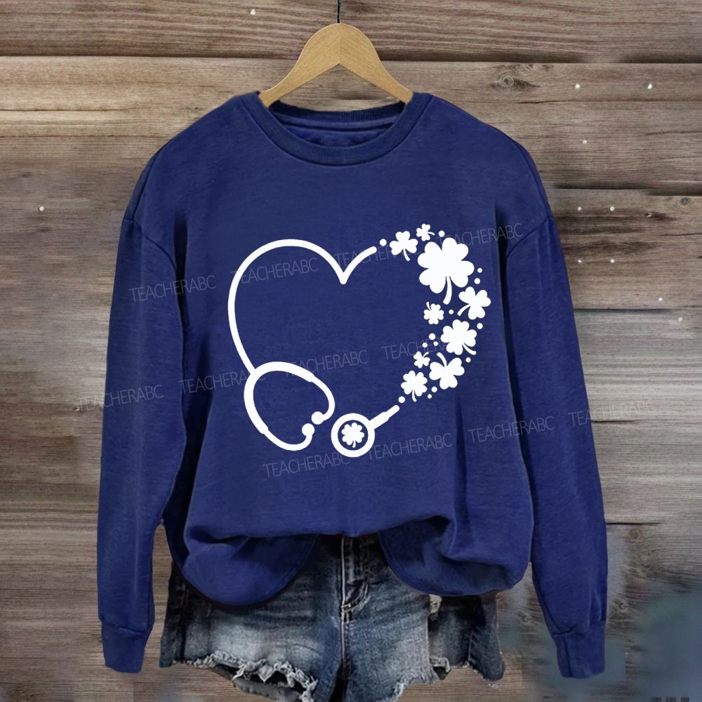 School Nurse Hearts And Clover Sweatshirt