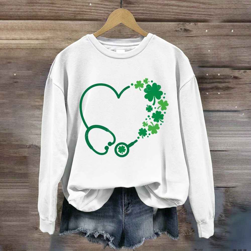 School Nurse Hearts And Clover Sweatshirt
