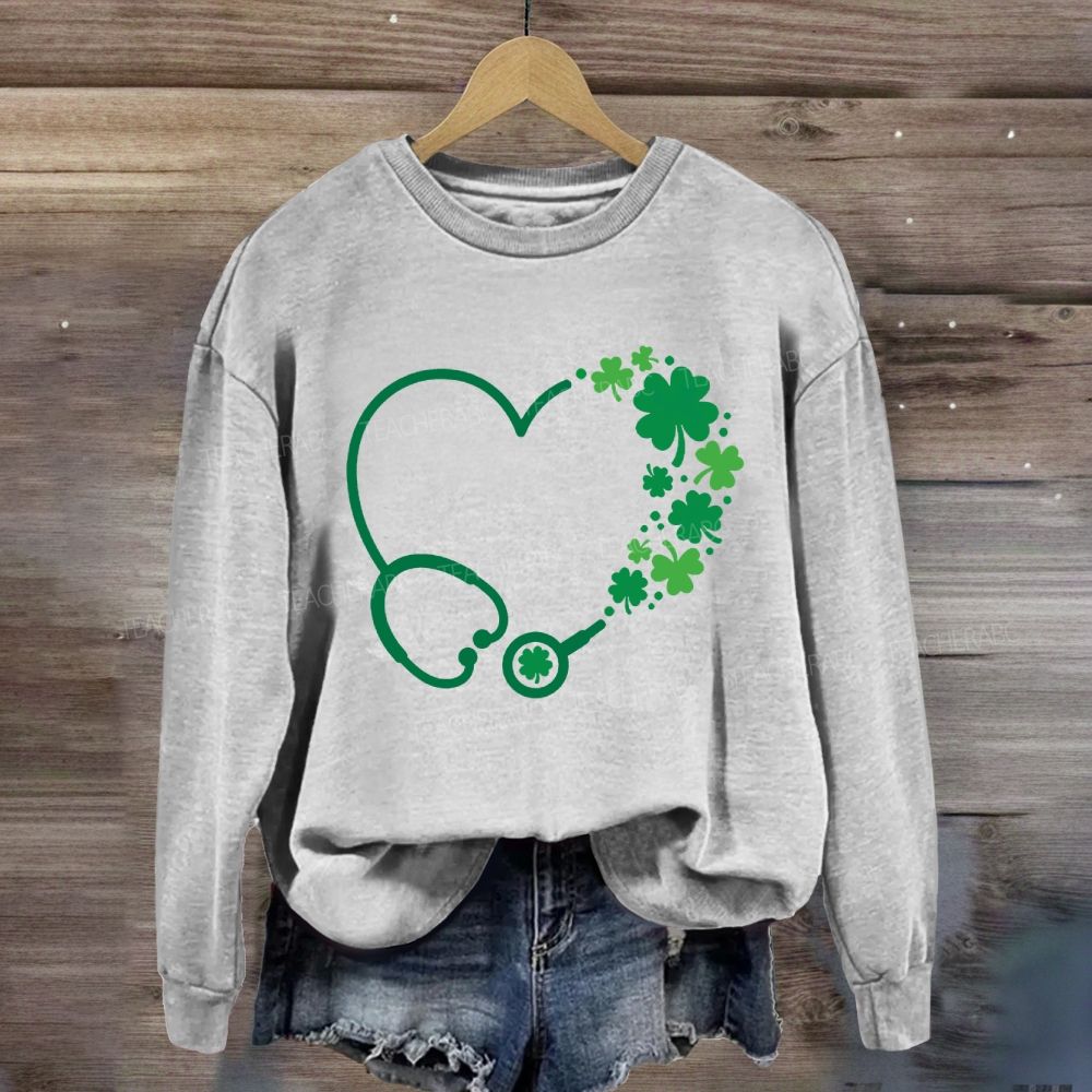 School Nurse Hearts And Clover Sweatshirt
