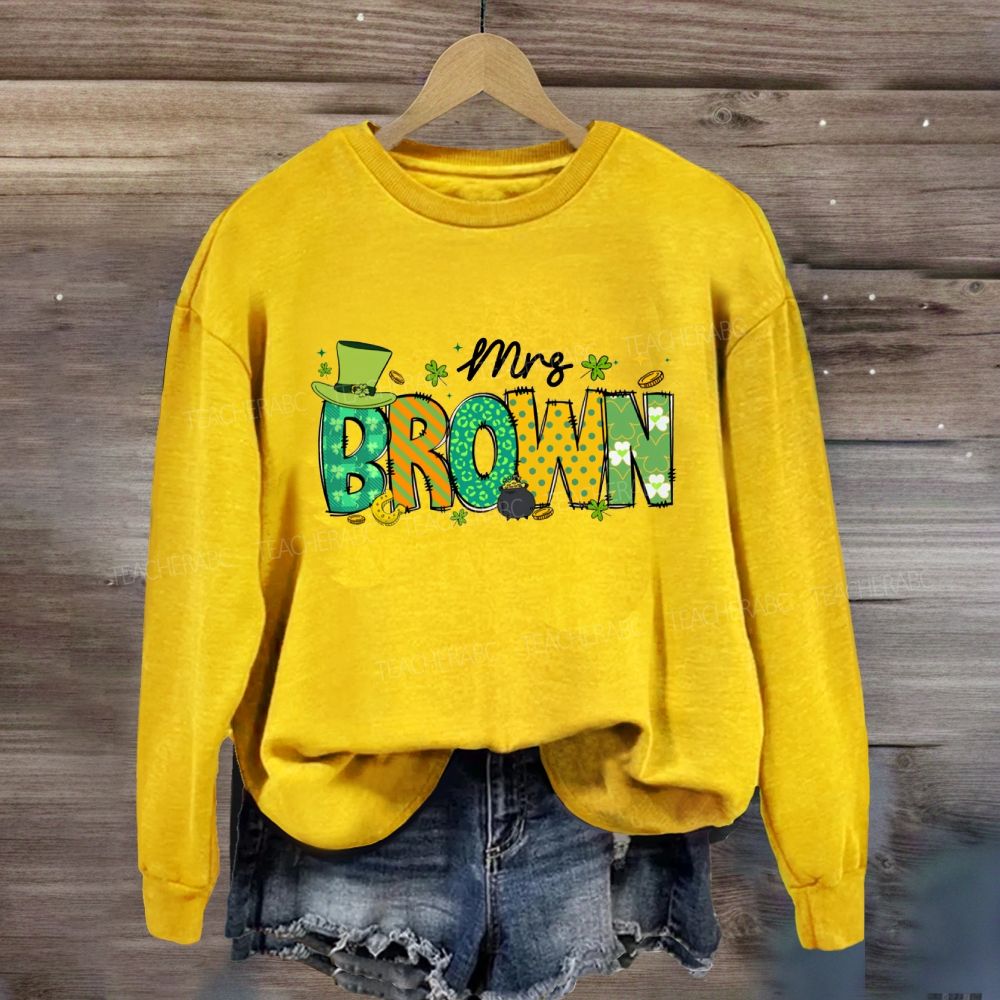 Personalized Name Saint Patrick's Day Mrs Brown Sweatshirt