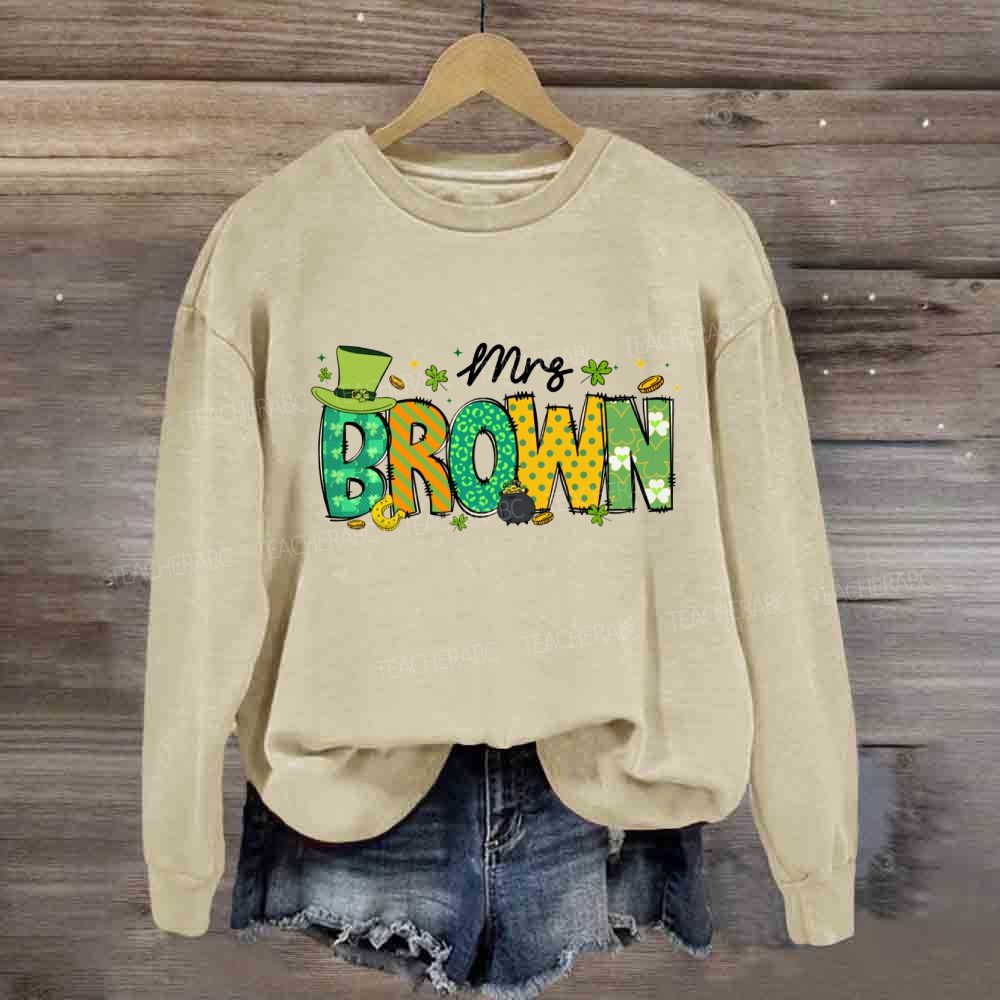 Personalized Name Saint Patrick's Day Mrs Brown Sweatshirt