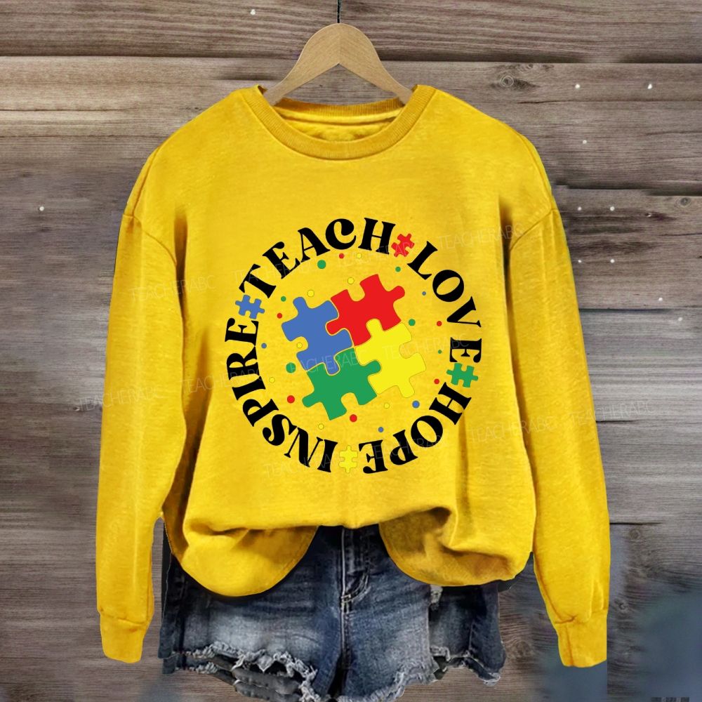 Teach Love Hope Inspire Puzzle Sweatshirt