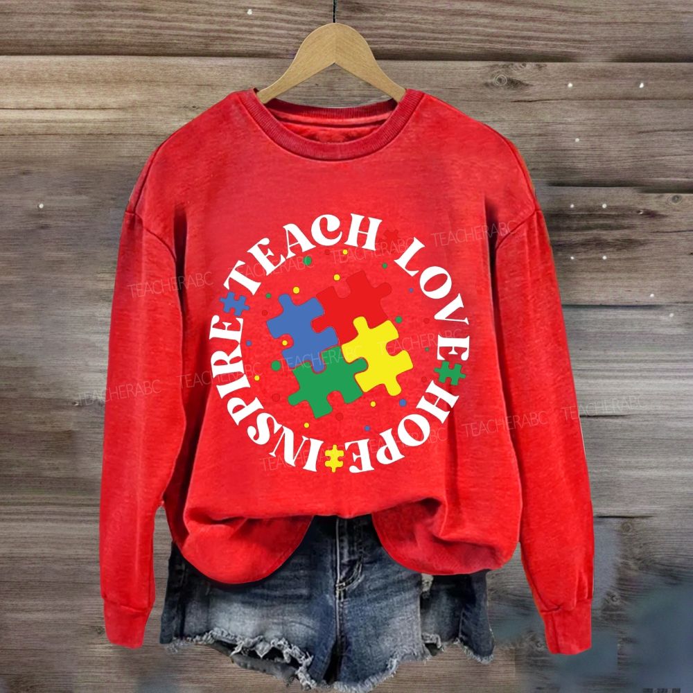 Teach Love Hope Inspire Puzzle Sweatshirt