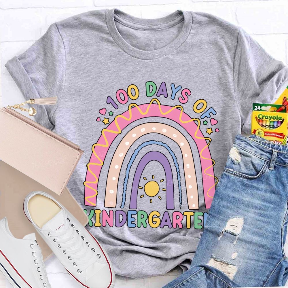 Personalized Grade 100 Days Of Kindergarten Colorful Lettering Printing T-shirt