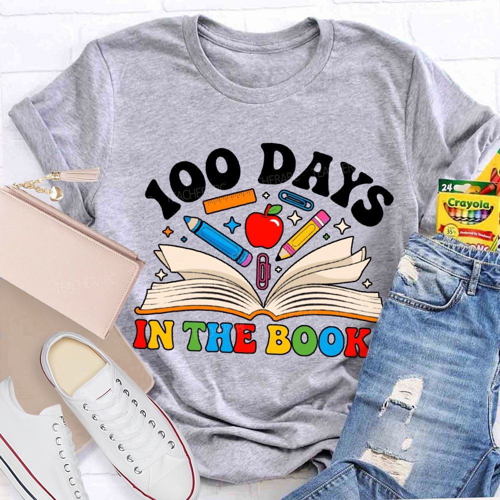 100 Days In The Books Apple And Pen T-shirt