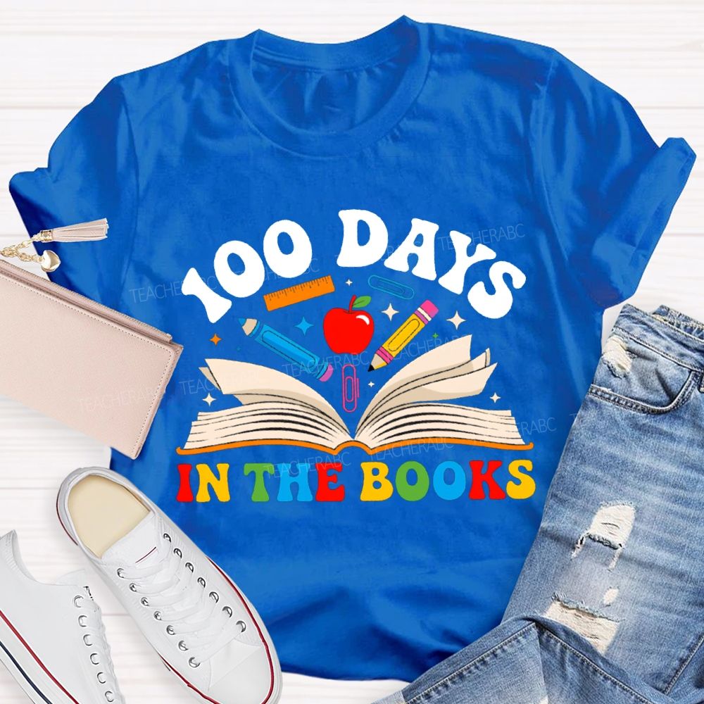 100 Days In The Books Apple And Pen T-shirt