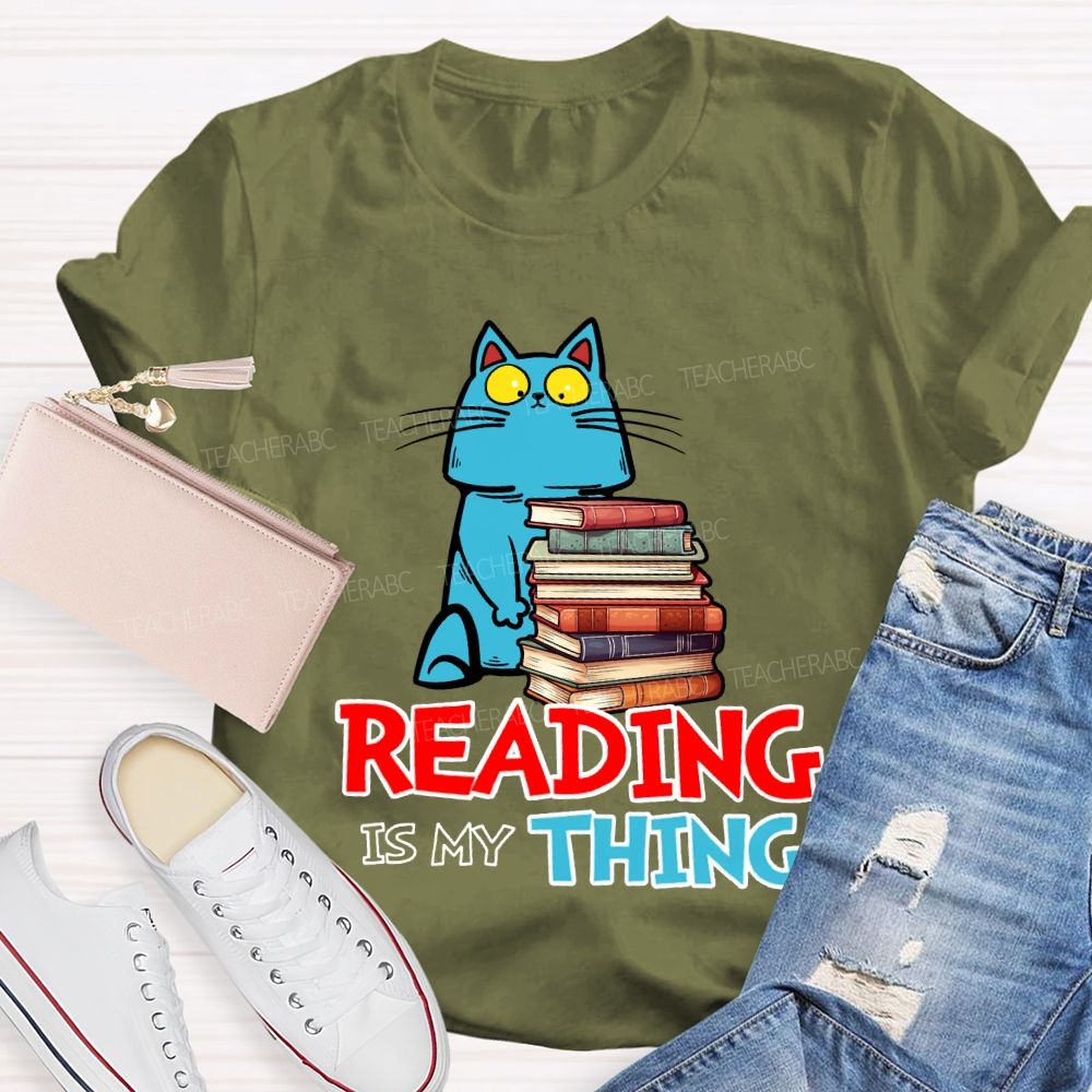 Reading Is My Thing Cats And Books T-shirt