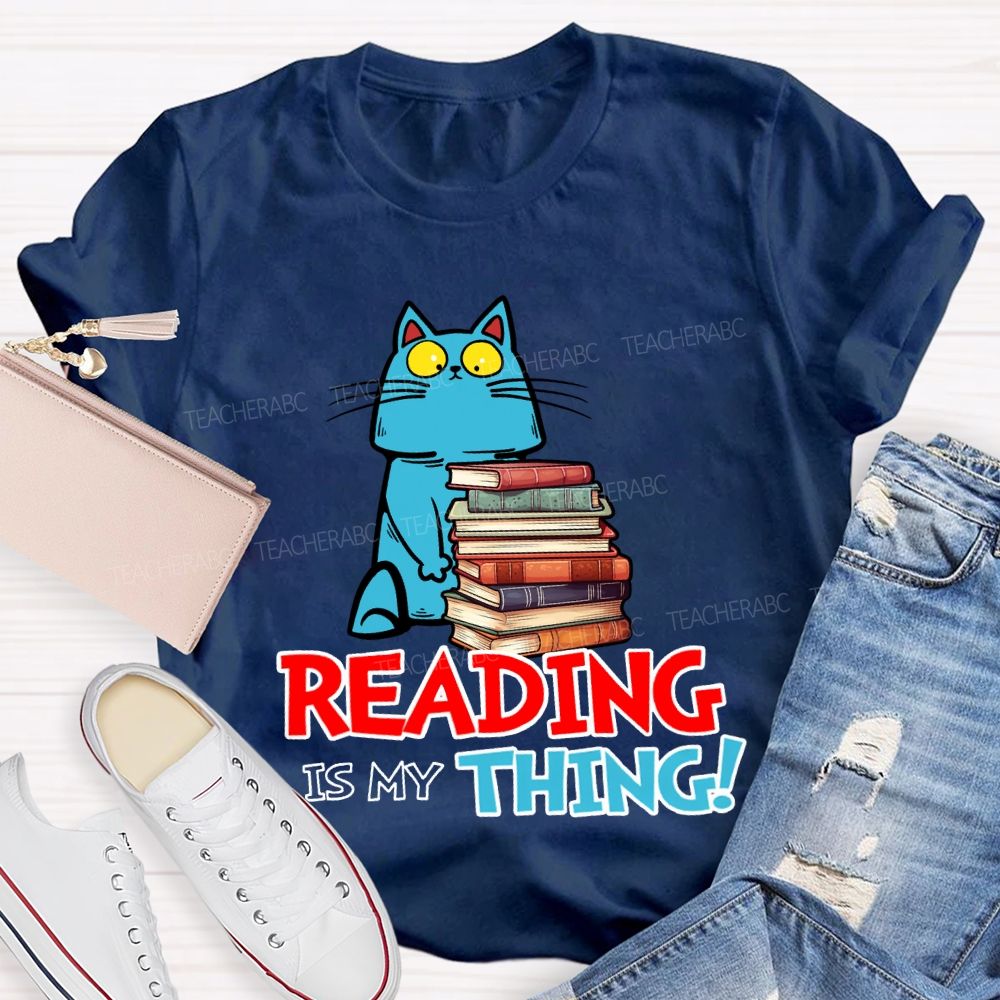 Reading Is My Thing Cats And Books T-shirt
