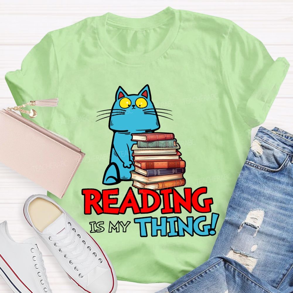 Reading Is My Thing Cats And Books T-shirt