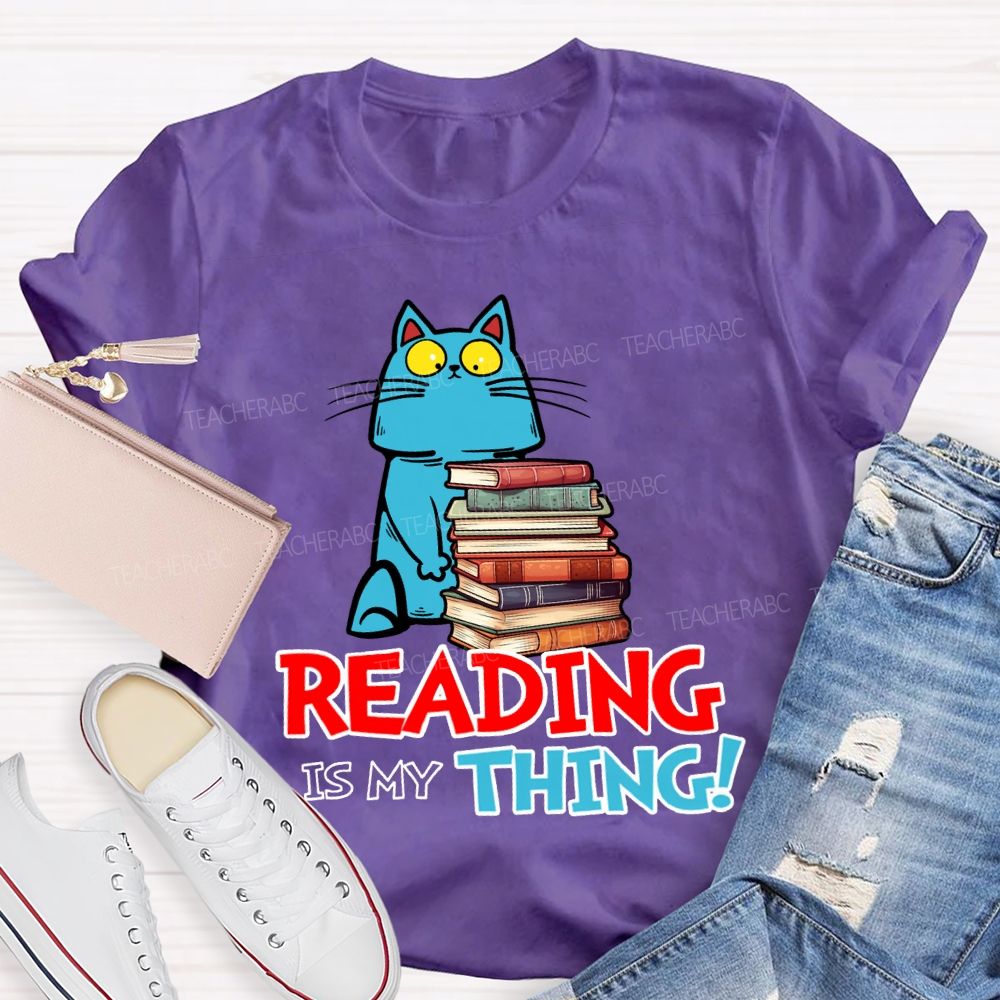 Reading Is My Thing Cats And Books T-shirt