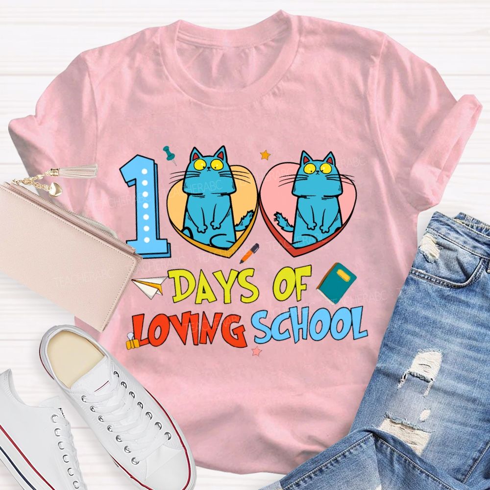 100 Days Of Loving School Hearts And Cats T-shirt