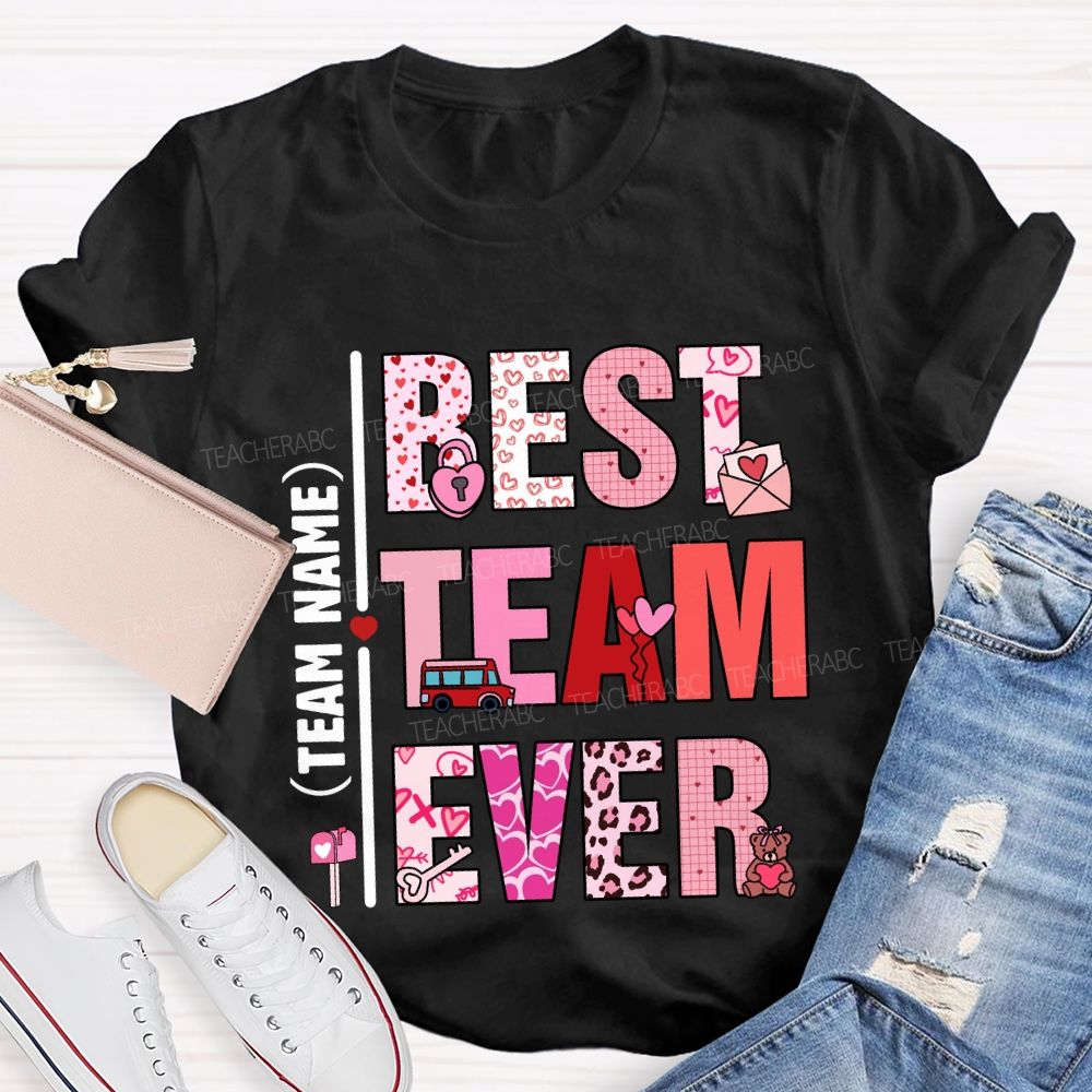 Personalized Team Name Valentine'S Day Pink Heart T-Shirt