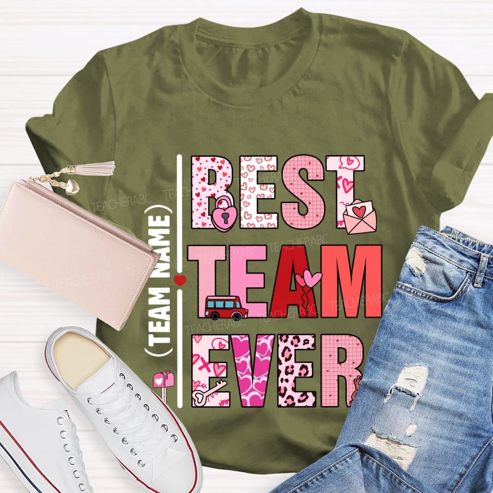 Personalized Team Name Valentine'S Day Pink Heart T-Shirt