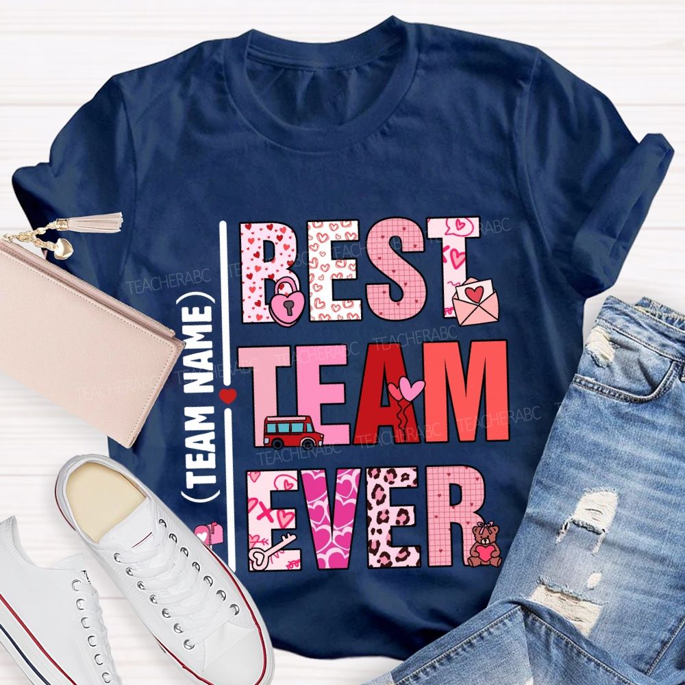 Personalized Team Name Valentine'S Day Pink Heart T-Shirt