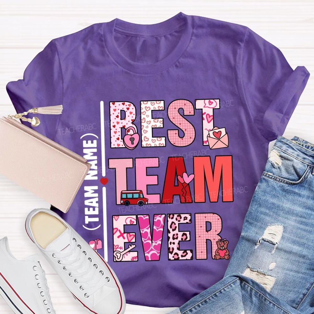 Personalized Team Name Valentine'S Day Pink Heart T-Shirt