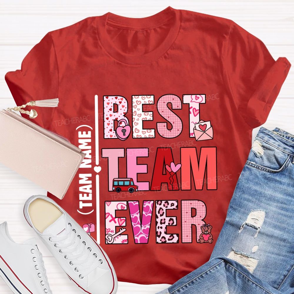 Personalized Team Name Valentine'S Day Pink Heart T-Shirt