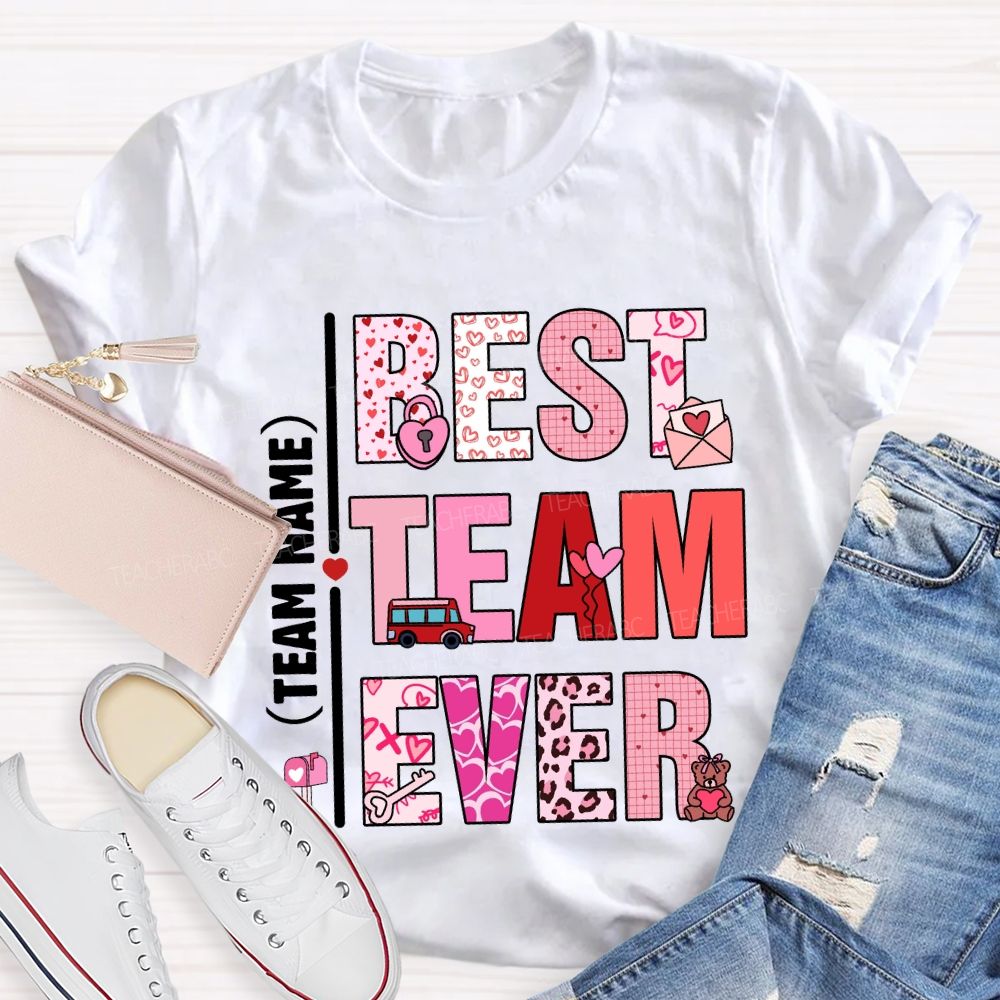 Personalized Team Name Valentine'S Day Pink Heart T-Shirt